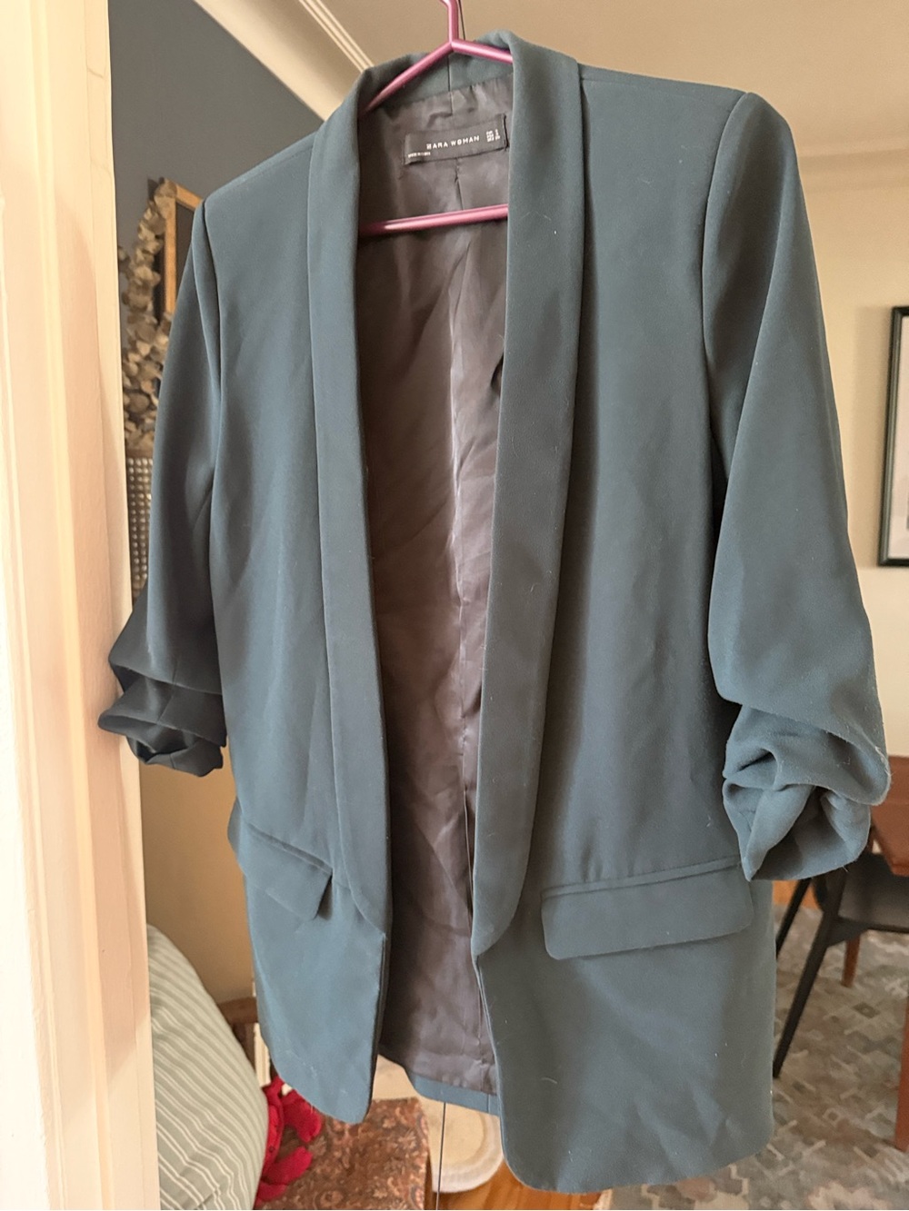 Zara Dark Green Open Front Blazer